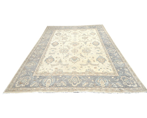 12x14 Zeigler Beige Afghan Hand Knotted Wool Area Rug